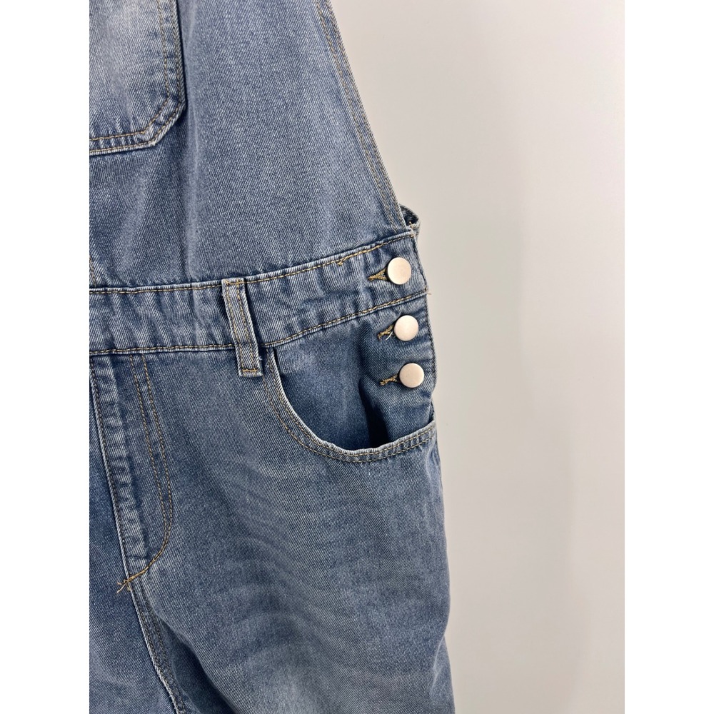 High-Waist Women's Denim Overalls in Blue - Picture 5 of 8